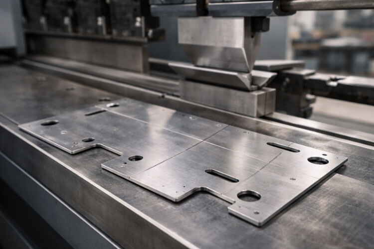 Blechteil bereit zum Umformen mit der Abkantpresse