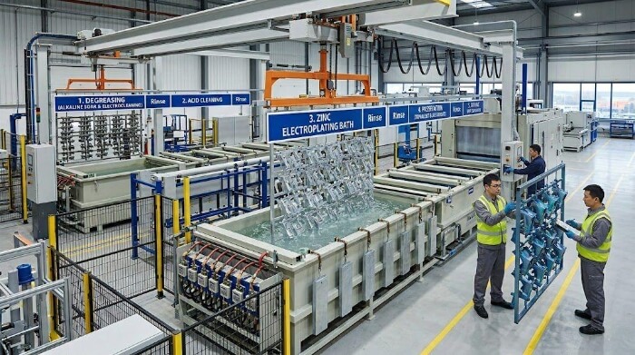 Línea de producción industrial de galvanoplastia de zinc