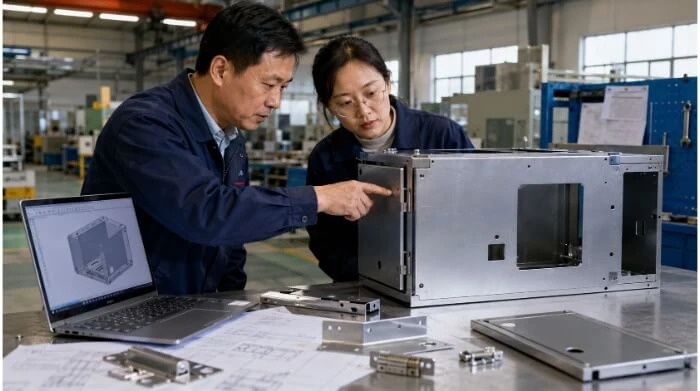 Engineers Reviewing a Sheet Metal Assembly Fit Issue