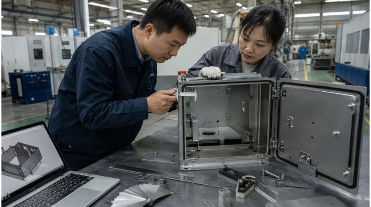 Sheet Metal Enclosure Fit Inspection on Workbench