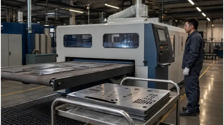 Laser Cut Panels Entering the Deburring Line