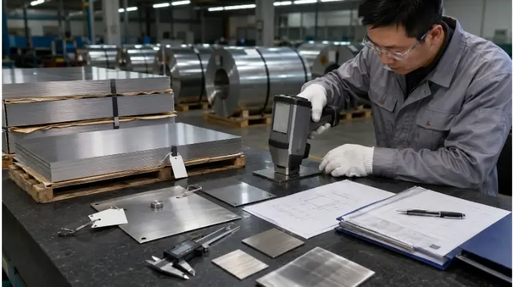 Legierungsprüfung, bevor die Bleche in die Produktion gelangen