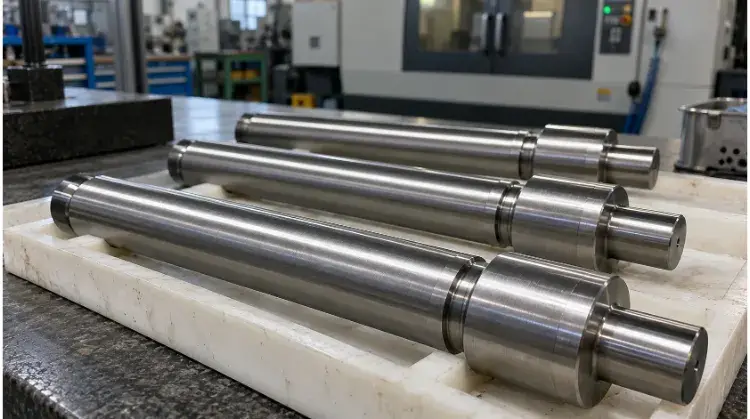 Ground Steel Shafts on an Inspection Tray