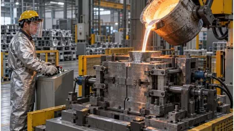 Aluminum Pouring into a Permanent Mold