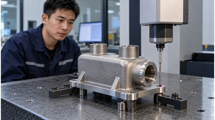 CMM-Prüfung eines 3D-gedruckten Edelstahl-Verteilerblocks