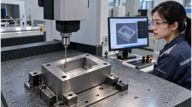 Contrôle par sonde CMM d'un insert de moule en acier