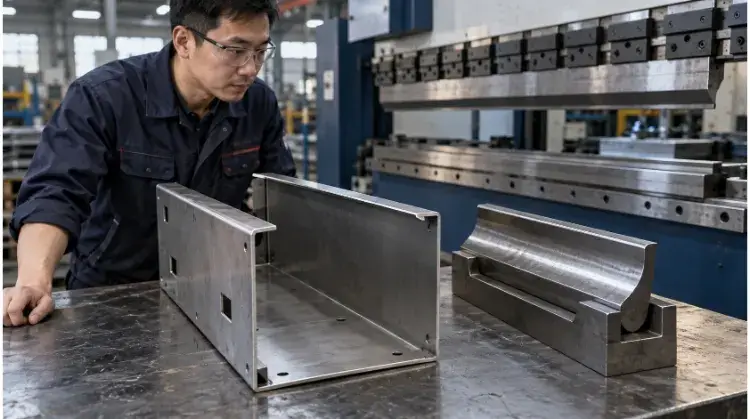 Deep Steel Housing Beside Press Brake Tooling