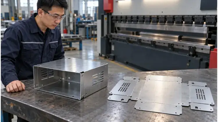 Folded Steel Enclosure and Matching Flat Blank