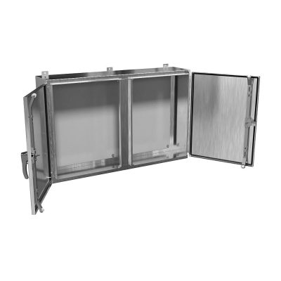 Doppeltüriges, freistehendes IP-Gehäuse aus Edelstahl mit Türgriff und Scharnier